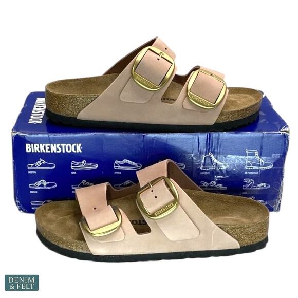 Birkenstock Arizona Big Buckle Soft Pink Nubuck Leather Sandals Women’s 7 NEW - Picture 8 of 15